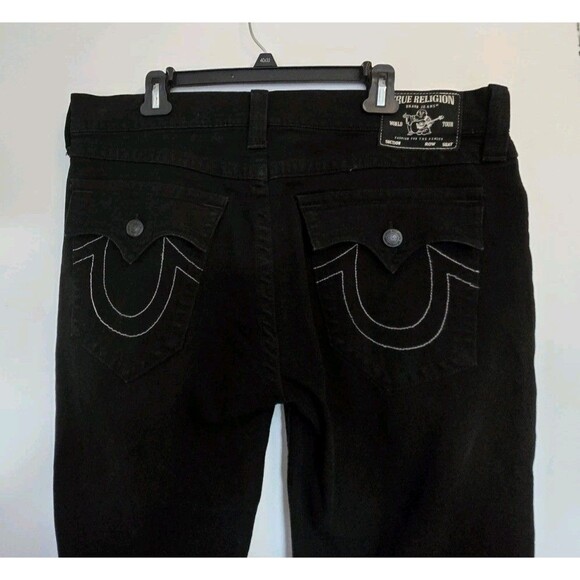 True Religion Jeans Mens 36 Black Rocco Relaxed Skinny Straight Leg Denim Pants - Picture 5 of 8